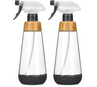 Full Circle Bottle Service Vaporisateur en Verre avec Diffuseur Réglable pour Produits de Nettoyage ou pour l'Entretien des Plantes - Vapo réutilisable, Goulot en Bambou, Base en Silicone - 475 ml
