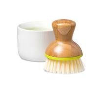 Full Circle – Brosse à vaisselle avec support en céramique – Blanc