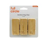 Full Circle Lot de 3 clips de rangement en bambou antidérapants pour sacs à frites, sachets de café et collations, fabriqués en bambou renouvelable et plastique recy esign fin et adapté au tiroir
