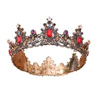 Full Circle Seven-Color Diamond Princess Crown For Pageants & Bridal, One Size, Bois d'agar, Aucune pierre précieuse.