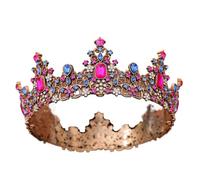 Full Circle Seven-Color Diamond Princess Crown For Pageants & Bridal, One Size, Bois d'agar, Aucune pierre précieuse.