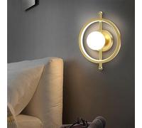 Full Copper Circle Wall Sconce Acrylic Modern Lamp Post Minimalist Light Luxury Creative Nordic Wall Light for Bedroom Bedside Study Room(Dark,White Light)/D/Tricolor Light