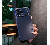 Full-Coverage Frosted Anti-Drop Case for iPhone 17 Pro Max, Electroplated Ultra-Thin Matte Phone Case with Lens Protector for iPhone 17 16 15 14 ProMax (Blue,17AIR)