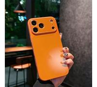 Full-Coverage Frosted Anti-Drop Case for iPhone 17 Pro Max, Electroplated Ultra-Thin Matte Phone Case with Lens Protector for iPhone 17 16 15 14 ProMax (Orange,17AIR)