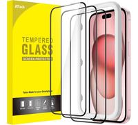 Full Coverage Screen Protector For Iphone 15 6.1 Inch, Black Edge Full Coverage Tempered Glass Film With Easy Installation Tool, Case Friendly, Hd Clear, Pack Of 3