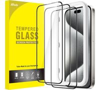 Full Coverage Screen Protector For Iphone 15 Pro 6.1 Inch, Black Edge Full Coverage Tempered Glass Film With Easy Installation Tool, Case Friendly, Transparent, Pack Of 3