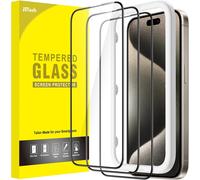Full Coverage Screen Protector For Iphone 15 Pro 6.7 Inch, Black Edge Full Coverage Tempered Glass Film With Easy Installation Tool, Case Friendly, Pack Of 3