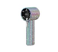 Full Diamond Ventilateur turbo portable à main avec strass et affichage numérique, pour la maison, le bureau, les voyages, les activités de plein air (strass colorés)
