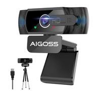 Full HD 1080P Webcam avec Privacy Shutter et trépied, Micro intégré, autofocus, Correction de la lumière, Plug Play sous Windows MacOS Linux, pour PC/Mac/Portable/Tablette/Skype/Vidéo Zoom