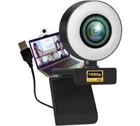 Full Hd Webcam With Ring Lamp 1920X1080P Autofocus I 2 Microphones Noise Reduction Background I For Streaming Streaming Video Conference Gaming Computer Pc Laptop For Xbox
