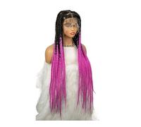 Full Lace Jumbo Braided Wigs for Black Women Knotless Box Braid Wig with Baby Hair 36" Glueless Daily Use(OTPINK)