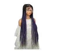 Full Lace Jumbo Braided Wigs for Black Women Knotless Box Braid Wig with Baby Hair 36" Glueless Daily Use(OTPURPLE)