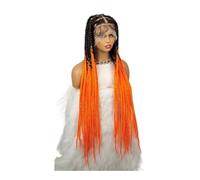 Full Lace Jumbo Braided Wigs for Black Women Knotless Box Braid Wig with Baby Hair 36" Glueless Daily Use(OTORANGE)