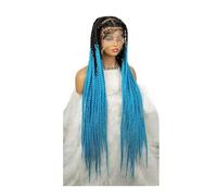 Full Lace Jumbo Braided Wigs for Black Women Knotless Box Braid Wig with Baby Hair 36" Glueless Daily Use(OTBLUE)