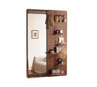 Full Length Mirror with Storage,Hide Wall Mounted Mirror Full Body Mirror Modular Display Combination Panel for Bedroom,Livingroom,Cloakroom,Entryway,DIY Storage Space(Walnut,W:30cm/11.8in)