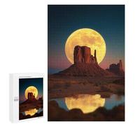Full Moon Over Monument Valley Reflection Puzzle 1000 Pièces Educa Jouet en Bois Cadeau Unique Décoration Intérieure Jeu Éducatif Challenge Toy Adultes Et Enfants À Partir De 14 Ans 1000 PCS