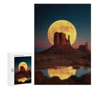 Full Moon Over Monument Valley Reflection Puzzle 1000 Pièces Educa Jouet en Bois Cadeau Unique Décoration Intérieure Jeu Éducatif Challenge Toy Adultes Et Enfants À Partir De 14 Ans 300 PCS