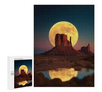 Full Moon Over Monument Valley Reflection Puzzle 1000 Pièces Educa Jouet en Bois Cadeau Unique Décoration Intérieure Jeu Éducatif Challenge Toy Adultes Et Enfants À Partir De 14 Ans 500 PCS