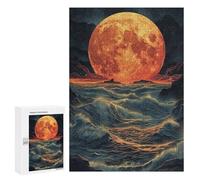 Full Moon Over Ocean Waves Puzzle 300 Pièces Educa Jouet en Bois Cadeau Unique Décoration Intérieure Jeu Éducatif Challenge Toy Adultes Et Enfants À Partir De 14 Ans 300 PCS
