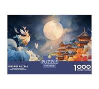 Full Moon Shines in The Night 1000 Pièces Carton Extra-épais Coffret De Puzzles Full Moon Landscape Stimulant Et Éducatif Jeu Familial Puzzles pour Adultes Et Enfants 38x26cm/1000pcs