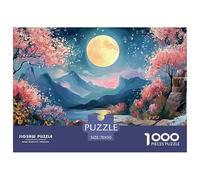 Full Moon Shines in The Night 1000 Pièces Carton Extra-épais Coffret De Puzzles Full Moon Landscape Stimulant Et Éducatif Jeu Créatif Puzzles As Birthday Gifts 70x50cm/1000pcs