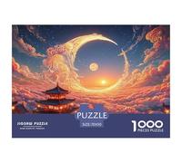 Full Moon with Crescent in The Sky 1000 Pièces Puzzles Fantasy Landscape Défiant Et Éducatif Puzzle pour Adultes Jeu De Défi Difficile 70x50cm/1000pcs