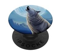 Full Moon Wolf Howl PopSockets PopGrip Adhésif