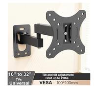 Full Motion TV Wall Mount Bracket for 10-32 inch Screens | Articulating arms design with swivel, tilt, extension and rotation.(Black)