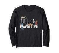 Full on Pawsitive! Jeu de Mots sur Les Chats rétro Manche Longue