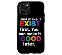 Full Rainbow Just Make It Exist First Citation Text Art Coque pour iPhone 11 Pro