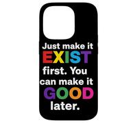 Full Rainbow Just Make It Exist First Citation Text Art Coque pour iPhone 14 Pro