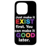 Full Rainbow Just Make It Exist First Citation Text Art Coque pour iPhone 15 Pro