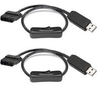 Full Speed 12V Voltage Step-Up USB vers 4 broches Molex PC Fan Sleeved Switch Power Adapter Cable (Lot de 2)