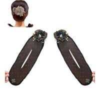 Full Star Flower Hair Accessories, 2025 New Hand Embroidered Flowers Deft Bun, Ball Flower Hair Bun Roller for Women Girls Lazy Hair Curler Deft Bun Maker (2Pcs-D, one size)