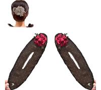 Full Star Flower Hair Accessories, 2025 New Hand Embroidered Flowers Deft Bun, Ball Flower Hair Bun Roller for Women Girls Lazy Hair Curler Deft Bun Maker (2Pcs-B, one size)