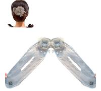 Full Star Flower Hair Accessories, 2025 New Hand Embroidered Flowers Deft Bun, Ball Flower Hair Bun Roller for Women Girls Lazy Hair Curler Deft Bun Maker (2Pcs-E, one size)
