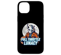 Full Throttle Lunacy Howling Biker Wolf Graphic Coque pour iPhone 14 Plus