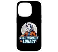 Full Throttle Lunacy Howling Biker Wolf Graphic Coque pour iPhone 14 Pro