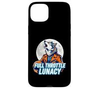 Full Throttle Lunacy Howling Biker Wolf Graphic Coque pour iPhone 15 Plus