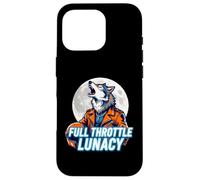 Full Throttle Lunacy Howling Biker Wolf Graphic Coque pour iPhone 16 Pro