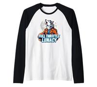 Full Throttle Lunacy Howling Biker Wolf Graphic Manche Raglan