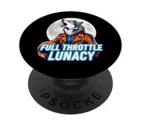 Full Throttle Lunacy Howling Biker Wolf Graphic PopSockets PopGrip Adhésif
