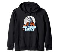 Full Throttle Lunacy Howling Biker Wolf Graphic Sweat à Capuche