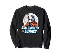 Full Throttle Lunacy Howling Biker Wolf Graphic Sweatshirt