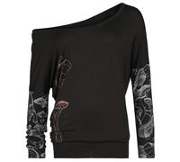 Full Volume by EMP Femme Chemise Noire Ample à Manches Longues avec imprimé M