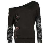 Full Volume by EMP Femme Chemise Noire Ample à Manches Longues avec imprimé S