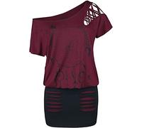 Full Volume by EMP Femme Robe Courte Rouge Noir avec découpes S