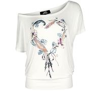 Full Volume by EMP Femme T-Shirt Manches Courtes T-Shiirt Blanc Rad-du-Cou Imprimé Blanc