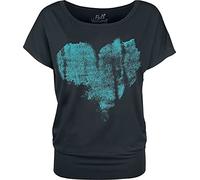 Full Volume by EMP Femme T-Shirt Noir Ample avec imprimé cœur M
