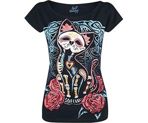 Full Volume by EMP Femme T-Shirt Noir avec imprimé Chat M